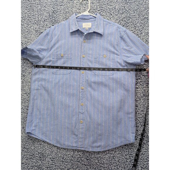 Lucky Brand Button Up Shirt Mens LG Short Sleeve Travel Golf Beachy Western Blue - Picture 8 of 11